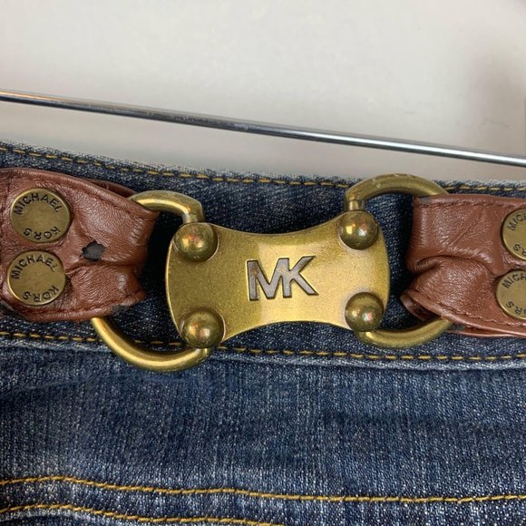 MICHAEL‎ KORS Cuffed Jeans w/ Gold Accent Buckle Sz 14 - Picture 8 of 12